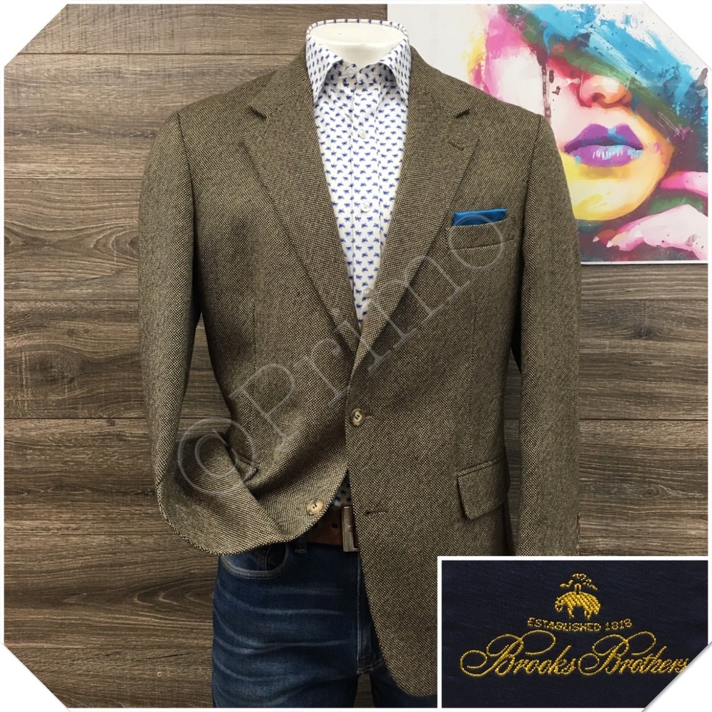 VINTAGE BROOKS BROTHERS Mens Tweed Blazer Sport Coat Casual Jacket Size 42R FLAW